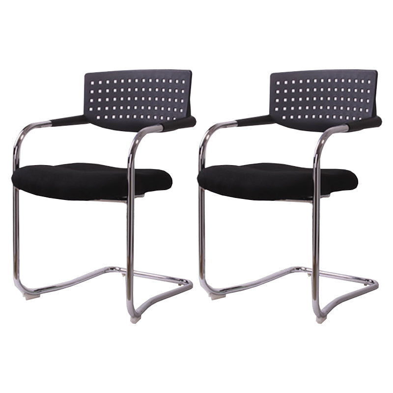 Sedia da ufficio contemporanea senza ruote sedia da scrivania a metà schiena con braccio