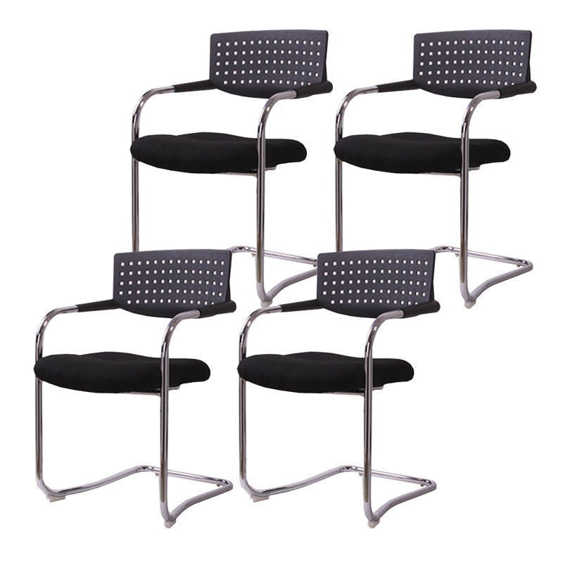 Sedia da ufficio contemporanea senza ruote sedia da scrivania a metà schiena con braccio