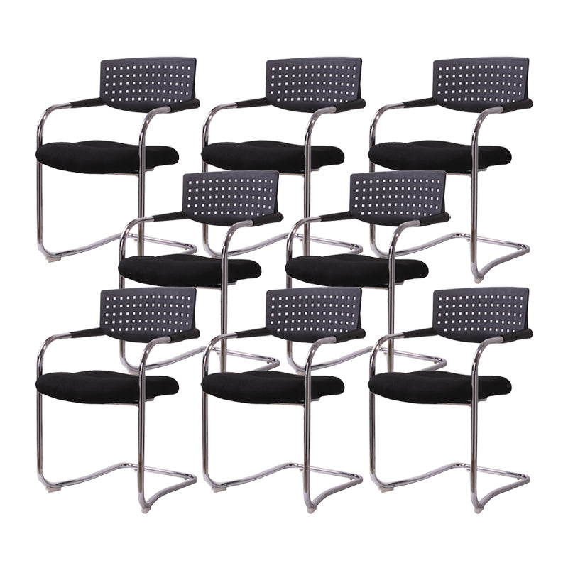 Sedia da ufficio contemporanea senza ruote sedia da scrivania a metà schiena con braccio