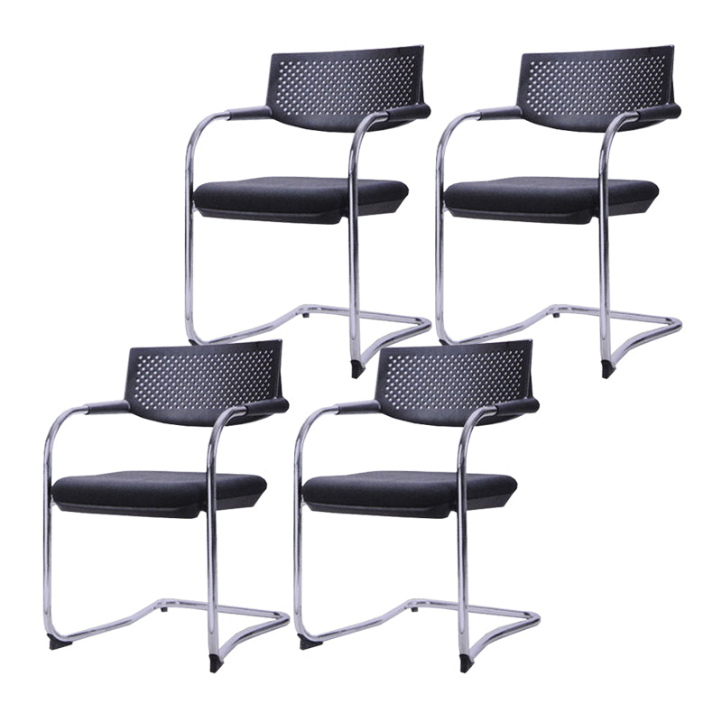 Sedia da ufficio contemporanea senza ruote sedia da scrivania a metà schiena con braccio