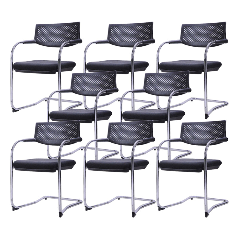 Sedia da ufficio contemporanea senza ruote sedia da scrivania a metà schiena con braccio