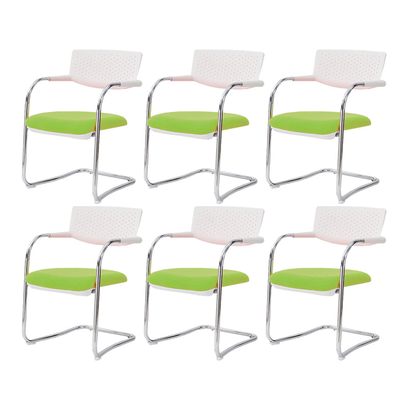 Sedia da ufficio contemporanea senza ruote sedia da scrivania a metà schiena con braccio