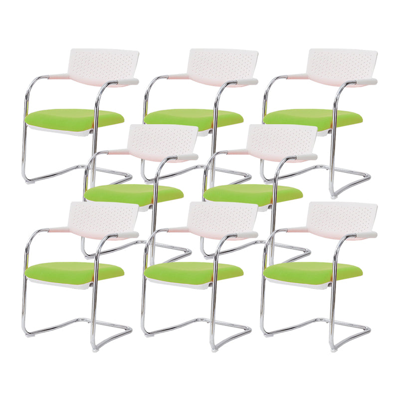 Sedia da ufficio contemporanea senza ruote sedia da scrivania a metà schiena con braccio