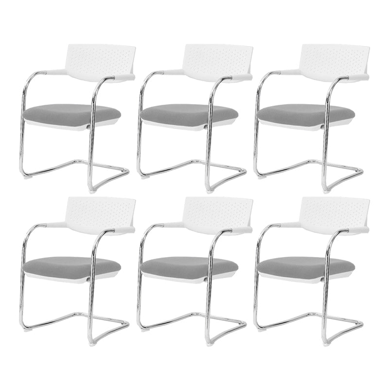 Sedia da ufficio contemporanea senza ruote sedia da scrivania a metà schiena con braccio