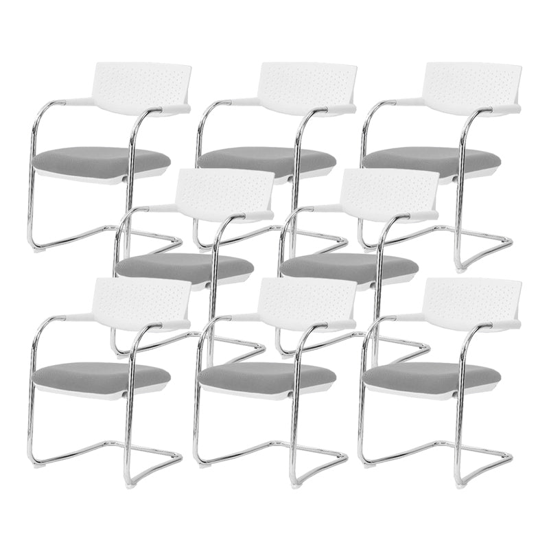 Sedia da ufficio contemporanea senza ruote sedia da scrivania a metà schiena con braccio