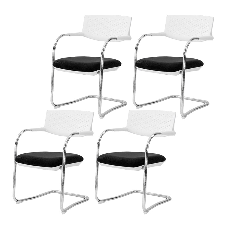 Sedia da ufficio contemporanea senza ruote sedia da scrivania a metà schiena con braccio