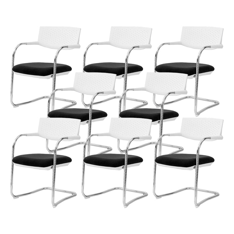 Sedia da ufficio contemporanea senza ruote sedia da scrivania a metà schiena con braccio