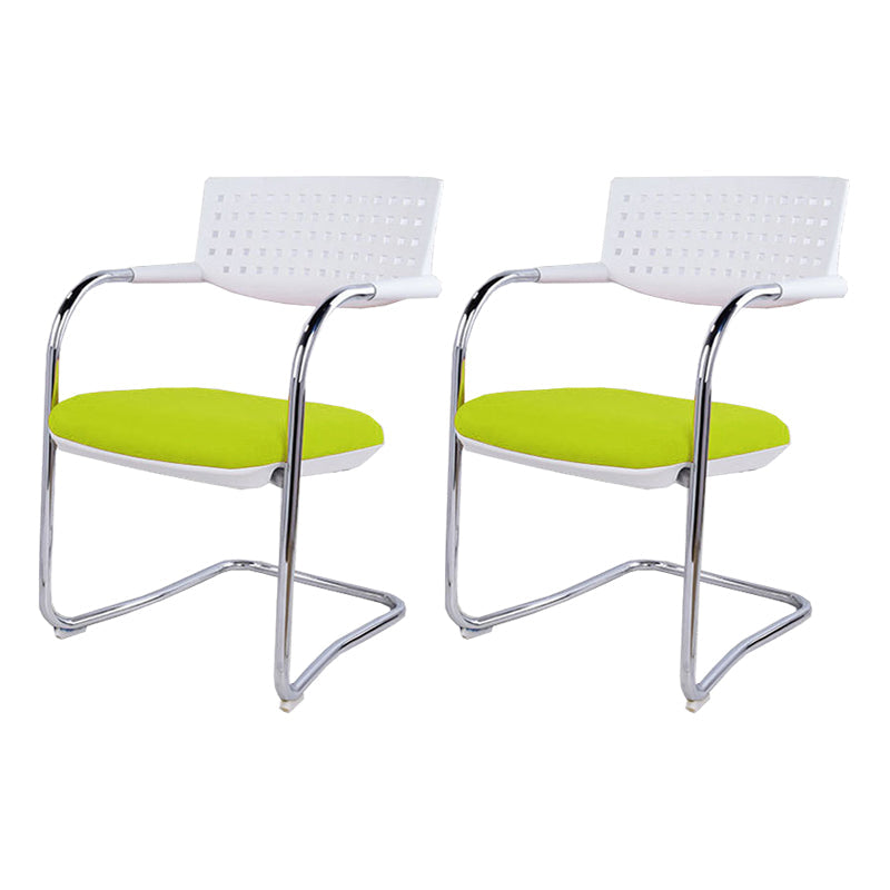 Sedia da ufficio contemporanea senza ruote sedia da scrivania a metà schiena con braccio