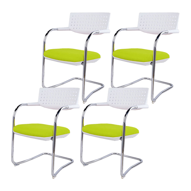 Sedia da ufficio contemporanea senza ruote sedia da scrivania a metà schiena con braccio