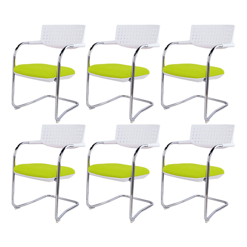 Sedia da ufficio contemporanea senza ruote sedia da scrivania a metà schiena con braccio