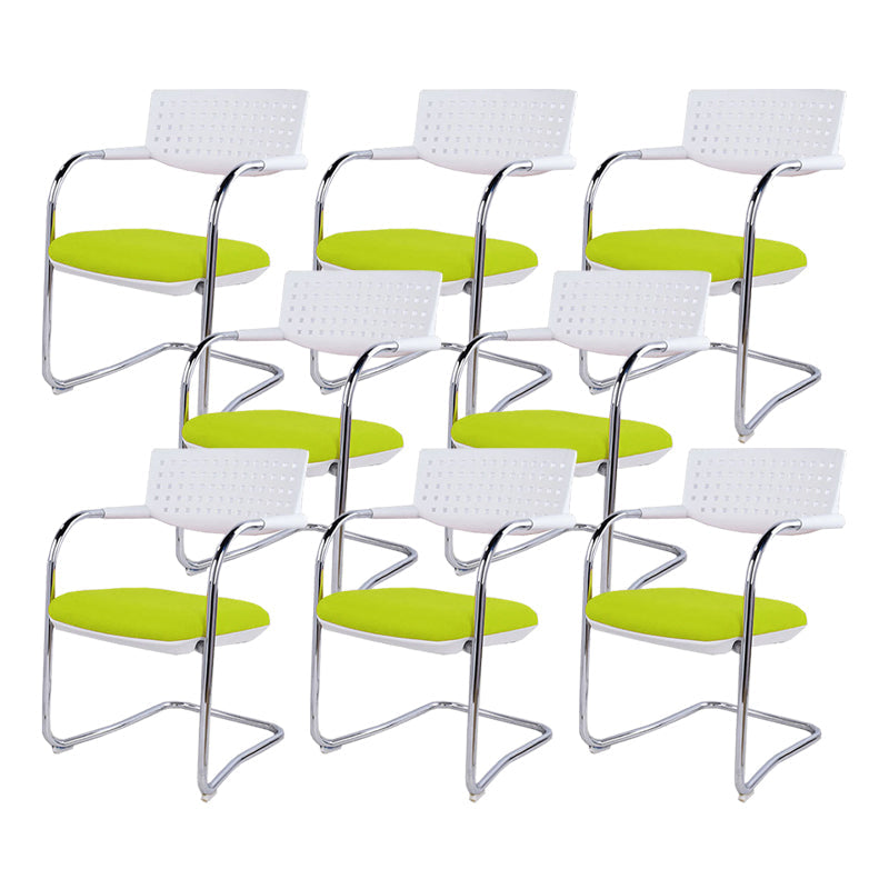 Sedia da ufficio contemporanea senza ruote sedia da scrivania a metà schiena con braccio