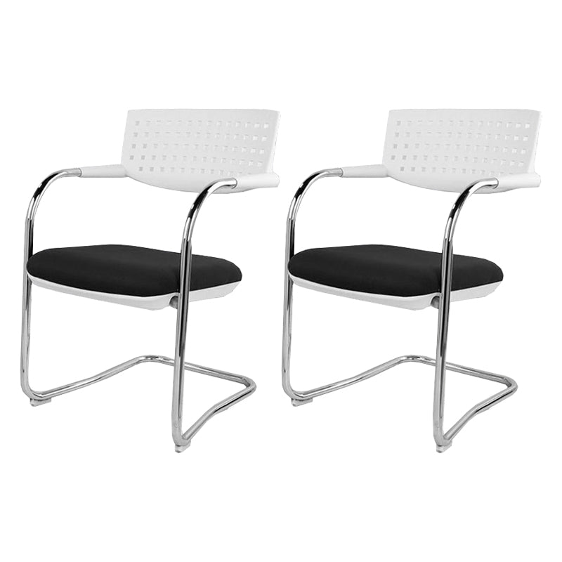 Sedia da ufficio contemporanea senza ruote sedia da scrivania a metà schiena con braccio