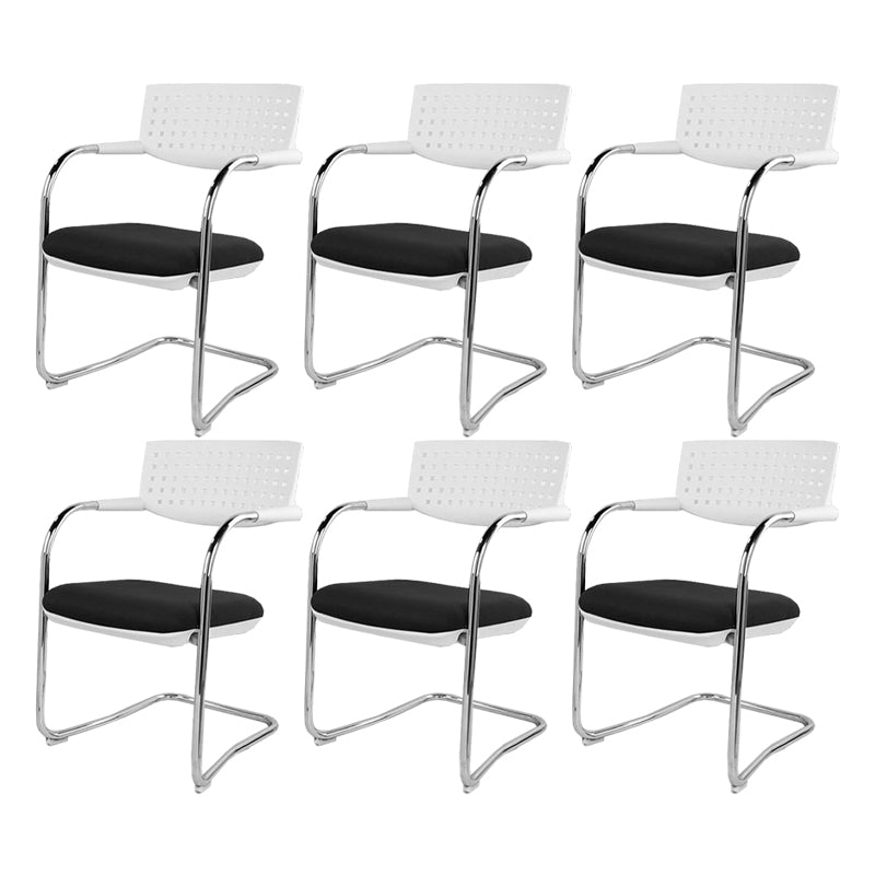 Sedia da ufficio contemporanea senza ruote sedia da scrivania a metà schiena con braccio