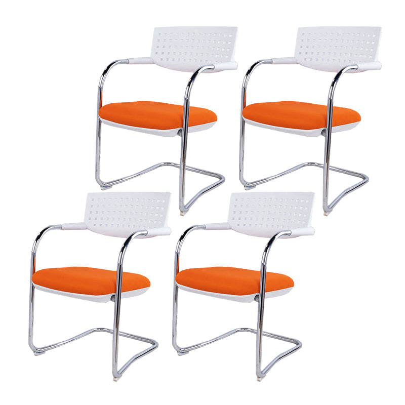 Sedia da ufficio contemporanea senza ruote sedia da scrivania a metà schiena con braccio