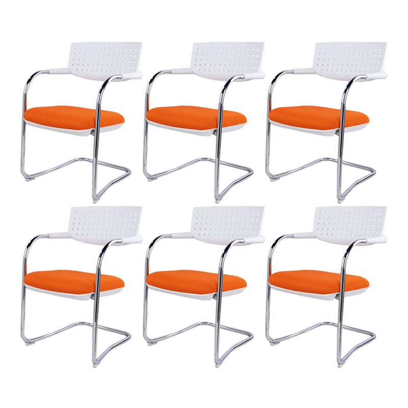 Sedia da ufficio contemporanea senza ruote sedia da scrivania a metà schiena con braccio