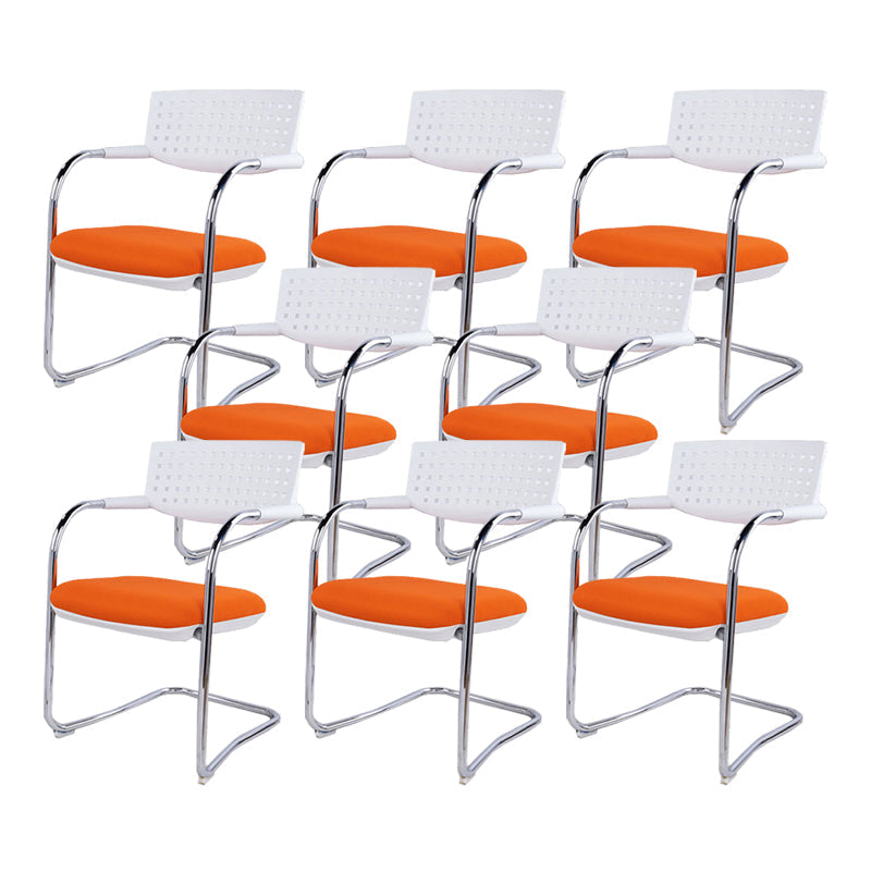 Sedia da ufficio contemporanea senza ruote sedia da scrivania a metà schiena con braccio