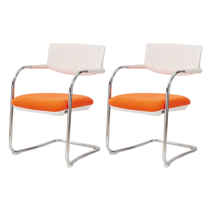 Sedia da ufficio contemporanea senza ruote sedia da scrivania a metà schiena con braccio