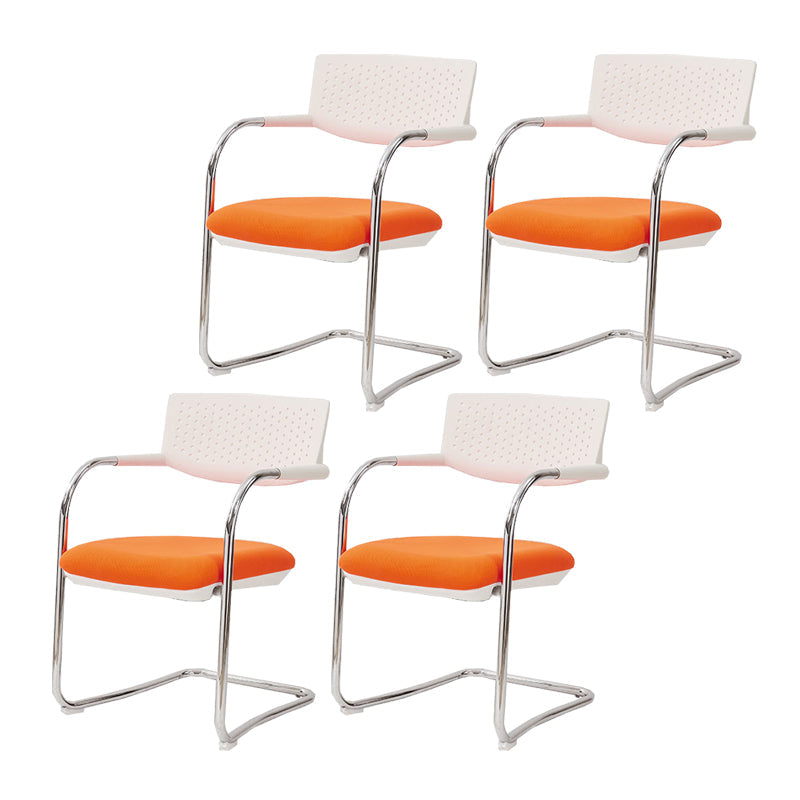 Sedia da ufficio contemporanea senza ruote sedia da scrivania a metà schiena con braccio