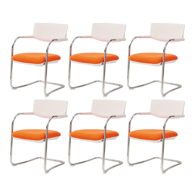 Sedia da ufficio contemporanea senza ruote sedia da scrivania a metà schiena con braccio