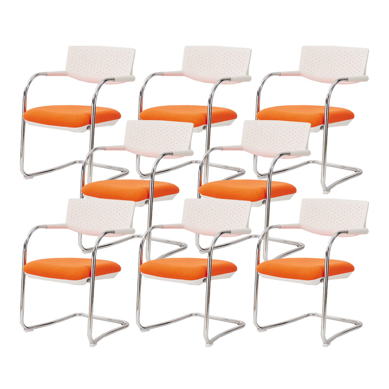 Sedia da ufficio contemporanea senza ruote sedia da scrivania a metà schiena con braccio