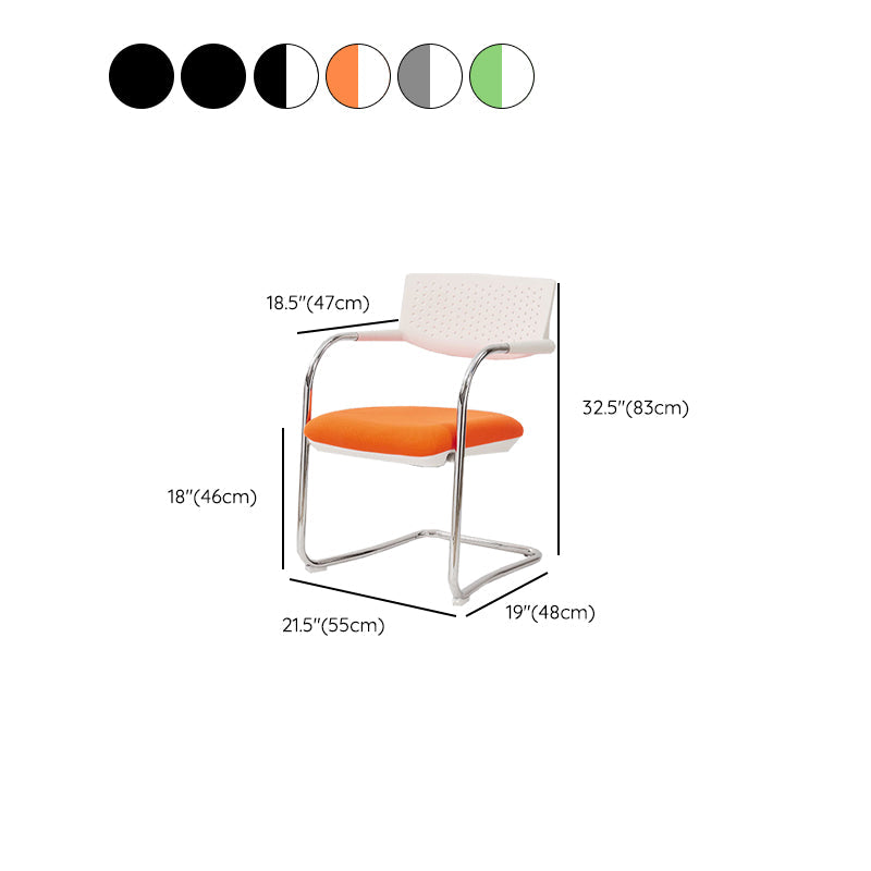 Sedia da ufficio contemporanea senza ruote sedia da scrivania a metà schiena con braccio