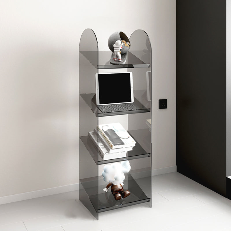 Modern Style Bookshelf Open Back Standard Acrylic Bookcase with Shelves 13"L x 12"W x 50"H Grey Clearhalo 'Bookcases' 'furn' 'furn_bookcases' 'Furniture' 'Office Furniture' 6860500