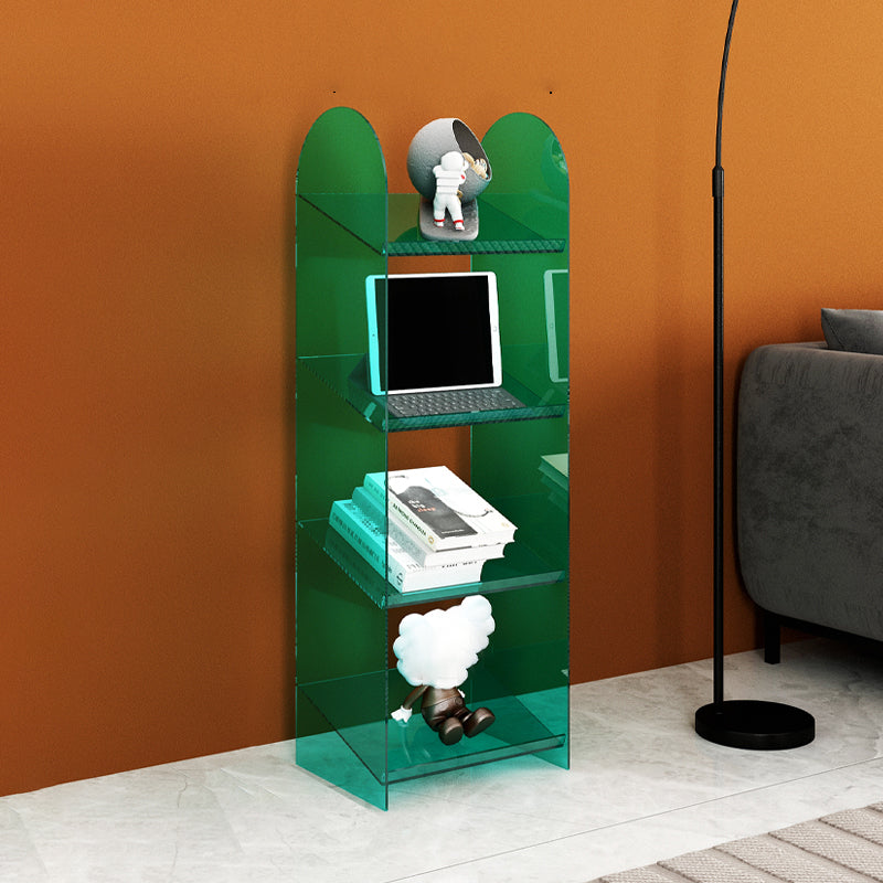 Modern Style Bookshelf Open Back Standard Acrylic Bookcase with Shelves 13"L x 12"W x 50"H Green Clearhalo 'Bookcases' 'furn' 'furn_bookcases' 'Furniture' 'Office Furniture' 6860504