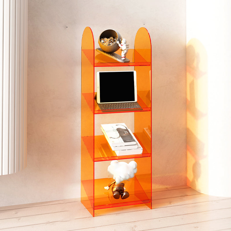 Modern Style Bookshelf Open Back Standard Acrylic Bookcase with Shelves 13"L x 12"W x 50"H Orange Clearhalo 'Bookcases' 'furn' 'furn_bookcases' 'Furniture' 'Office Furniture' 6860505
