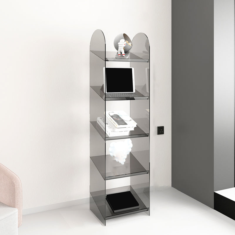 Modern Style Bookshelf Open Back Standard Acrylic Bookcase with Shelves 13"L x 12"W x 59"H Grey Clearhalo 'Bookcases' 'furn' 'furn_bookcases' 'Furniture' 'Office Furniture' 6860507