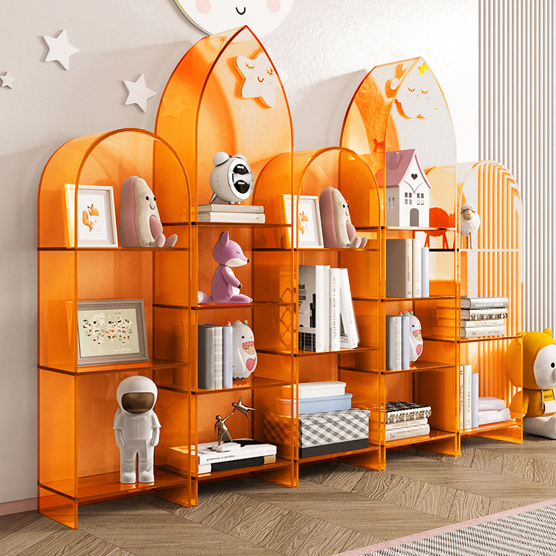 Modern Style Bookshelf Closed Back Standard Acrylic Bookcase with Shelves