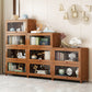Closed Back Bamboo Bookcase Standard Modern Bookshelf with Cabinets