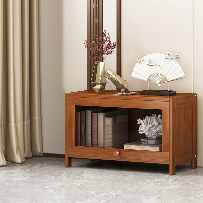 Closed Back Bamboo Bookcase Standard Modern Bookshelf with Cabinets