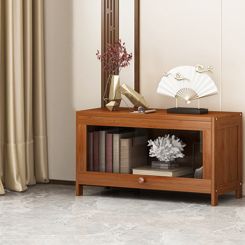 Closed Back Bamboo Bookcase Standard Modern Bookshelf with Cabinets
