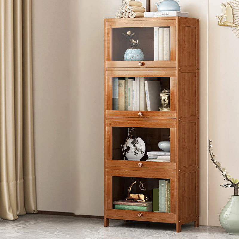 Closed Back Bamboo Bookcase Standard Modern Bookshelf with Cabinets