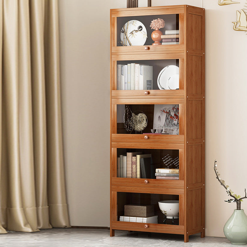 Closed Back Bamboo Bookcase Standard Modern Bookshelf with Cabinets