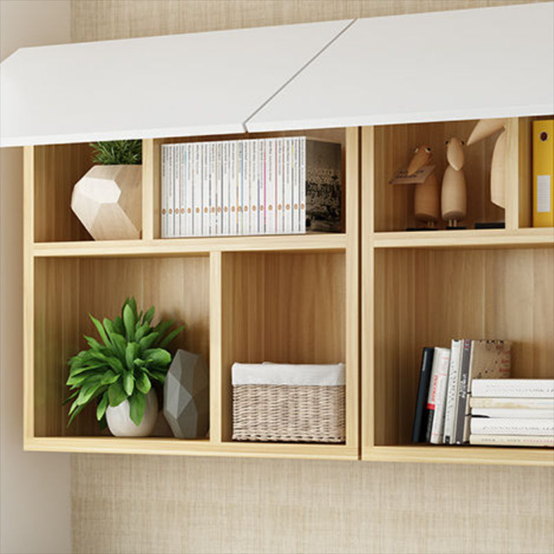 Wood Closed Back Bookshelf Floating Contemporary Bookcase with Shelves