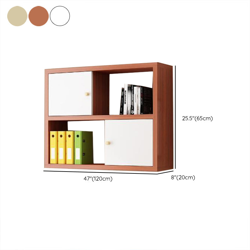 Wood Closed Back Bookshelf Floating Contemporary Bookcase with Shelves