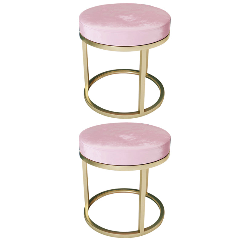 Solid Color Flannel Standard Stool Modern Simple Round Footstool Pink 2 Piece Set Clearhalo 'furn' 'furn_ottomans_poufs' 'Furniture' 'Living Room Furniture' 'Ottomans & Poufs' 'ottomans_poufs' 6860796