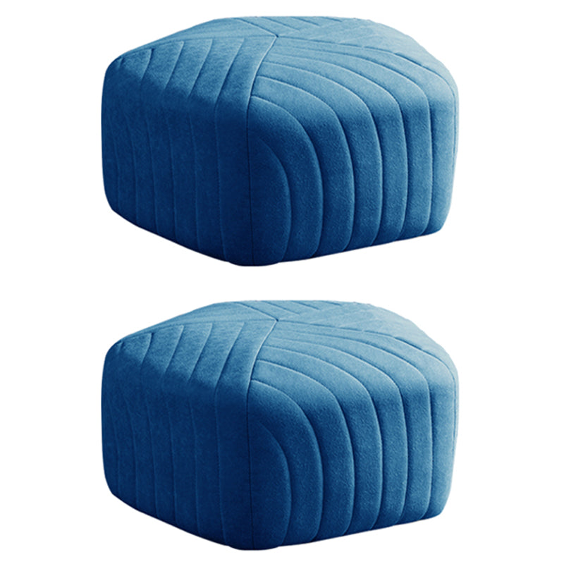 Solid Color Plush Foot Stool Modern Simple Pentagonal Upholstered Footstool Blue 2 Piece Set Clearhalo 'furn' 'furn_ottomans_poufs' 'Furniture' 'Living Room Furniture' 'Ottomans & Poufs' 'ottomans_poufs' 6860834