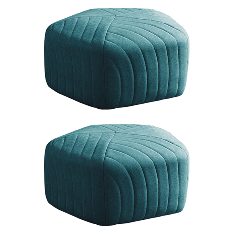 Solid Color Plush Foot Stool Modern Simple Pentagonal Upholstered Footstool Green 2 Piece Set Clearhalo 'furn' 'furn_ottomans_poufs' 'Furniture' 'Living Room Furniture' 'Ottomans & Poufs' 'ottomans_poufs' 6860841