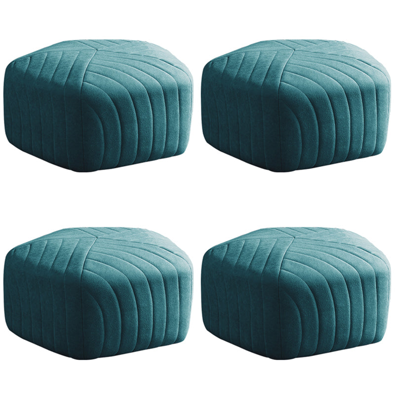 Solid Color Plush Foot Stool Modern Simple Pentagonal Upholstered Footstool Green 4 Piece Set Clearhalo 'furn' 'furn_ottomans_poufs' 'Furniture' 'Living Room Furniture' 'Ottomans & Poufs' 'ottomans_poufs' 6860843