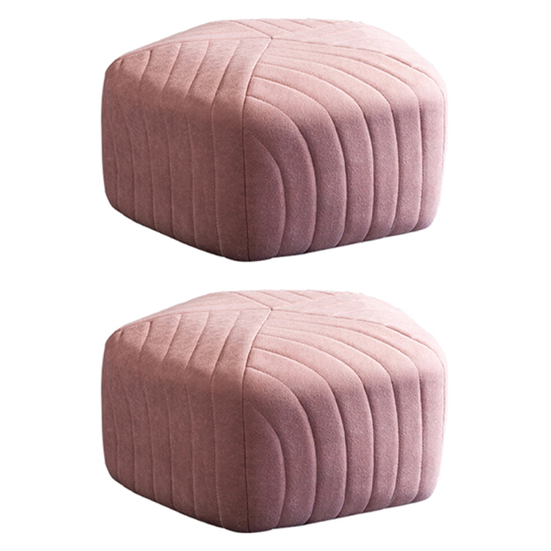 Solid Color Plush Foot Stool Modern Simple Pentagonal Upholstered Footstool Pink 2 Piece Set Clearhalo 'furn' 'furn_ottomans_poufs' 'Furniture' 'Living Room Furniture' 'Ottomans & Poufs' 'ottomans_poufs' 6860846