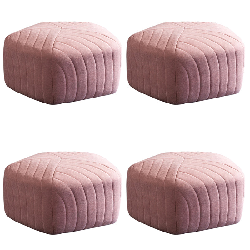 Solid Color Plush Foot Stool Modern Simple Pentagonal Upholstered Footstool Pink 4 Piece Set Clearhalo 'furn' 'furn_ottomans_poufs' 'Furniture' 'Living Room Furniture' 'Ottomans & Poufs' 'ottomans_poufs' 6860848