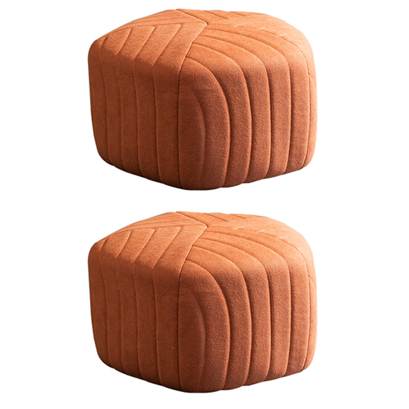 Solid Color Plush Foot Stool Modern Simple Pentagonal Upholstered Footstool Orange 2 Piece Set Clearhalo 'furn' 'furn_ottomans_poufs' 'Furniture' 'Living Room Furniture' 'Ottomans & Poufs' 'ottomans_poufs' 6860855