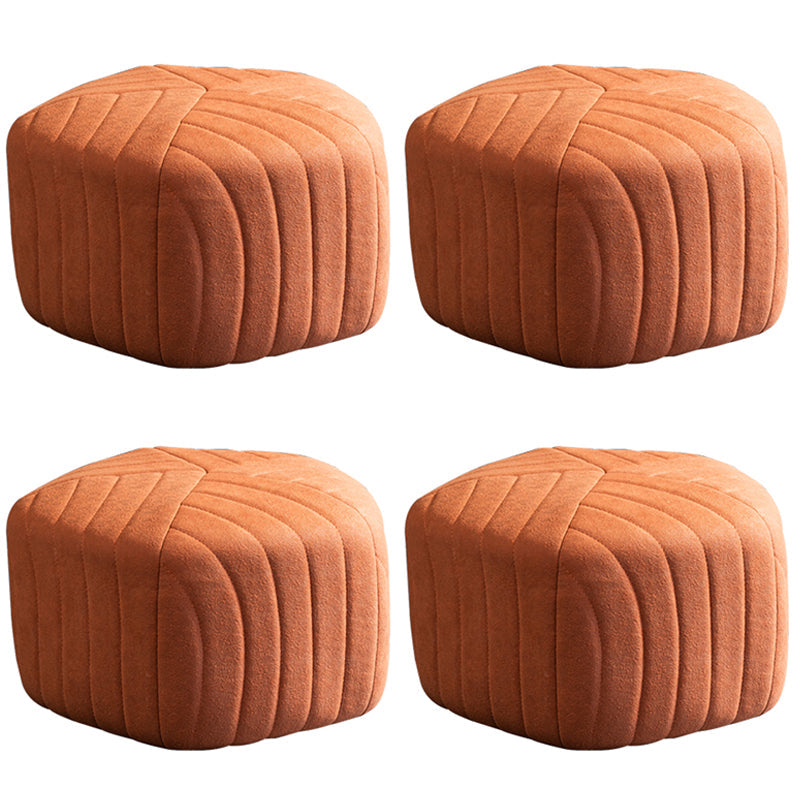 Solid Color Plush Foot Stool Modern Simple Pentagonal Upholstered Footstool Orange 4 Piece Set Clearhalo 'furn' 'furn_ottomans_poufs' 'Furniture' 'Living Room Furniture' 'Ottomans & Poufs' 'ottomans_poufs' 6860856