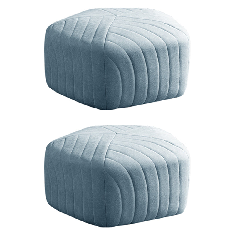 Solid Color Plush Foot Stool Modern Simple Pentagonal Upholstered Footstool Light Blue 2 Piece Set Clearhalo 'furn' 'furn_ottomans_poufs' 'Furniture' 'Living Room Furniture' 'Ottomans & Poufs' 'ottomans_poufs' 6860858
