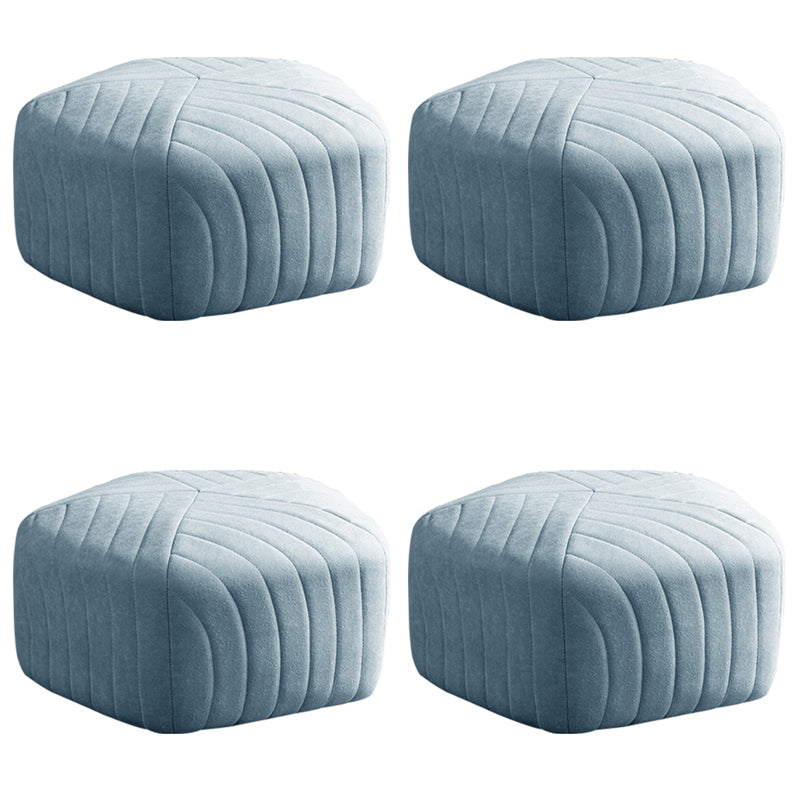 Solid Color Plush Foot Stool Modern Simple Pentagonal Upholstered Footstool Light Blue 4 Piece Set Clearhalo 'furn' 'furn_ottomans_poufs' 'Furniture' 'Living Room Furniture' 'Ottomans & Poufs' 'ottomans_poufs' 6860859