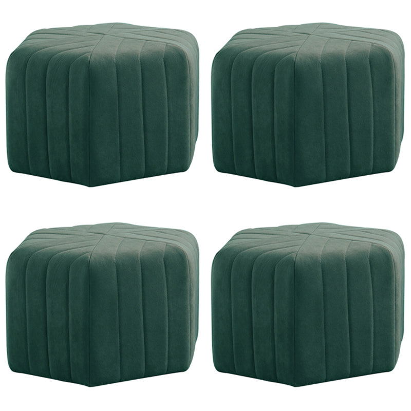 Solid Color Plush Footstool Modern Simple Hexagon Padded Foot Stool Green 4 Piece Set Clearhalo 'furn' 'furn_ottomans_poufs' 'Furniture' 'Living Room Furniture' 'Ottomans & Poufs' 'ottomans_poufs' 6860884