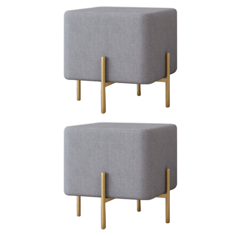 Solid Color Fabric Standard Stool Modern Simple Square Upholstered Footstool Cotton Gray 2 Piece Set Clearhalo 'furn' 'furn_ottomans_poufs' 'Furniture' 'Living Room Furniture' 'Ottomans & Poufs' 'ottomans_poufs' 6860932