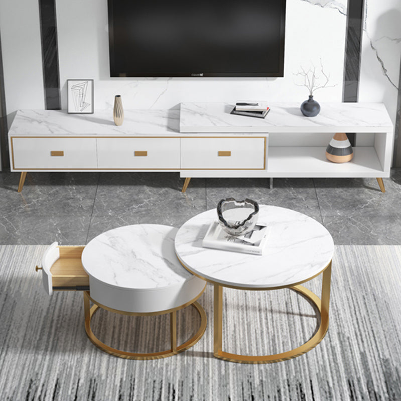 Slate Frame Coffee Table Round Nesting Coffee Table Set for Living Room Clearhalo 'Coffee & Accent Tables' 'Coffee Tables' 'coffee_tables' 'furn' 'furn_coffee_tables' 'Furniture' 'Living Room Furniture' 6861012